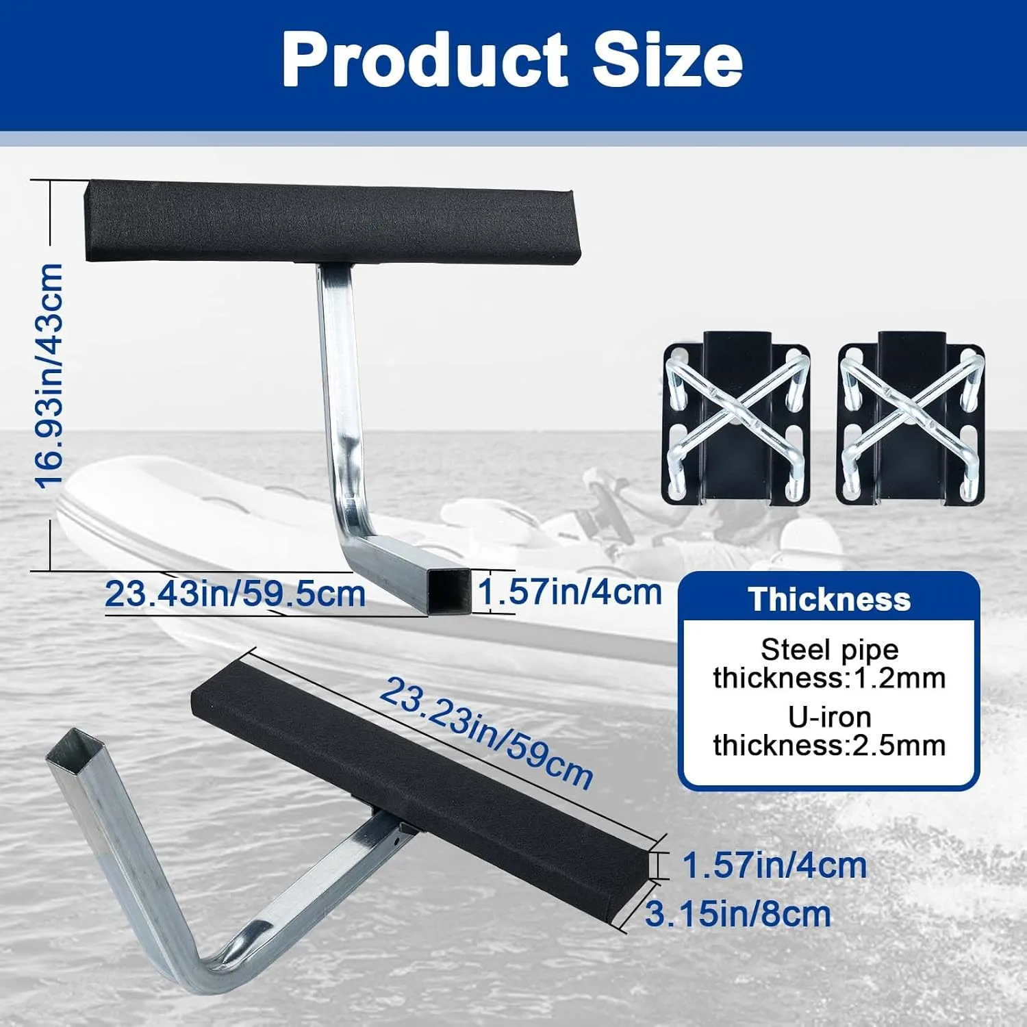 1 Pair of Boat Trailer Guide, Trailer Guide Ons Galvanized Steel for Boat, Fishing Boat, Sailboat Trailer, Silver and Black, L Shaped/T Shaped