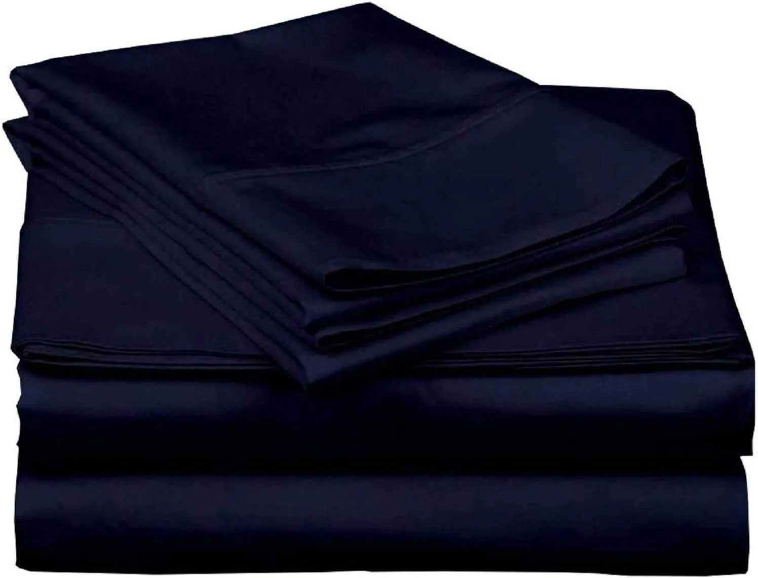 100% Egyptian Cotton, 6 - Piece Sheet Set, Pure Sateen Weave & 400 Thread Count Hotel-Collection Bedding Sheets with Fitted Sheet 15-16 Inches Deep Pocket-Navy Blue Solid,Full-XXL Size.
