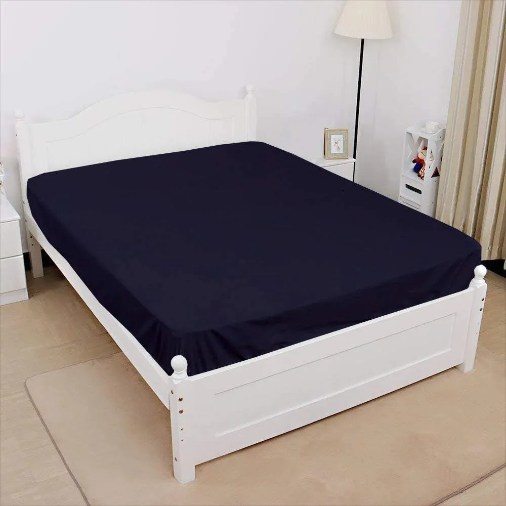 100% Egyptian Cotton, 6 - Piece Sheet Set, Pure Sateen Weave & 400 Thread Count Hotel-Collection Bedding Sheets with Fitted Sheet 15-16 Inches Deep Pocket-Navy Blue Solid,Full-XXL Size.