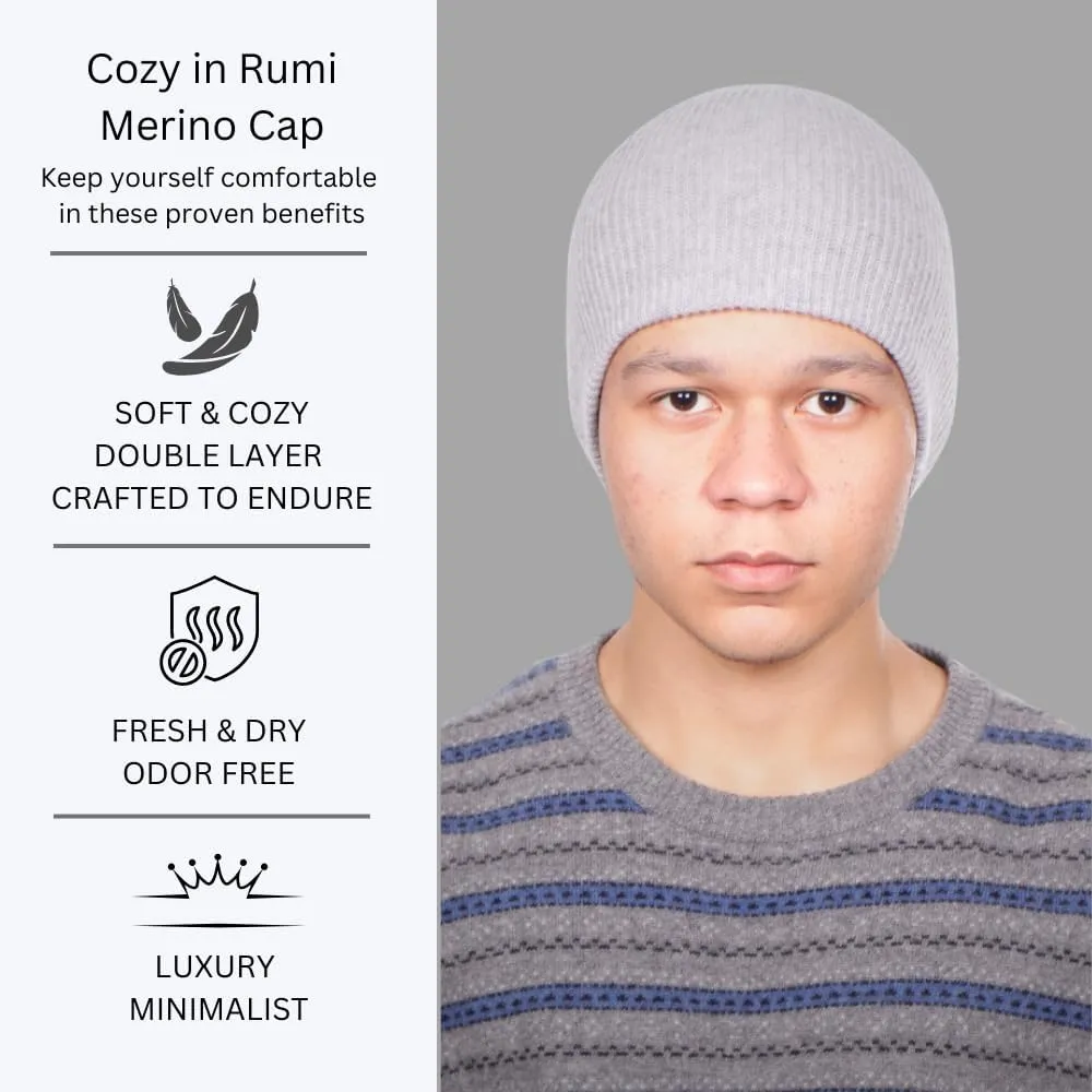 100% Merino Wool Rumi Cap | 2-Layer 2-Tone Hat | Soft Warm Reversible Beanie | from Wool Yarn to Beanie