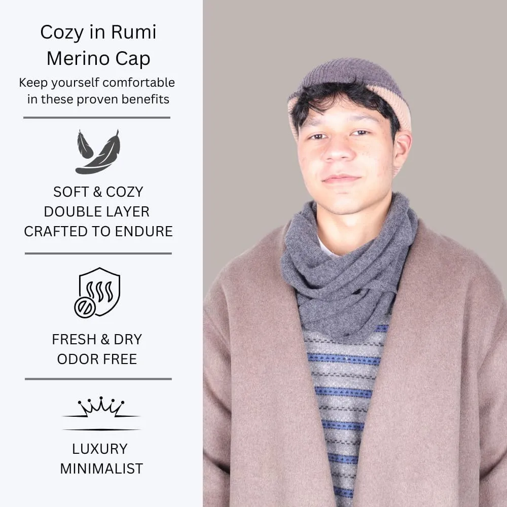 100% Merino Wool Rumi Cap | 2-Layer 2-Tone Hat | Soft Warm Reversible Beanie | from Wool Yarn to Beanie
