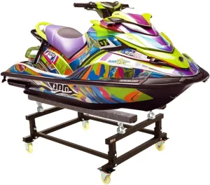 1000lbs Capacity Watercraft PWC Dolly - Adjustable Bunks for Jet Ski, PWC,Boat Carpeted to Prevent Scratch 4 Wheels & 2 Brakes