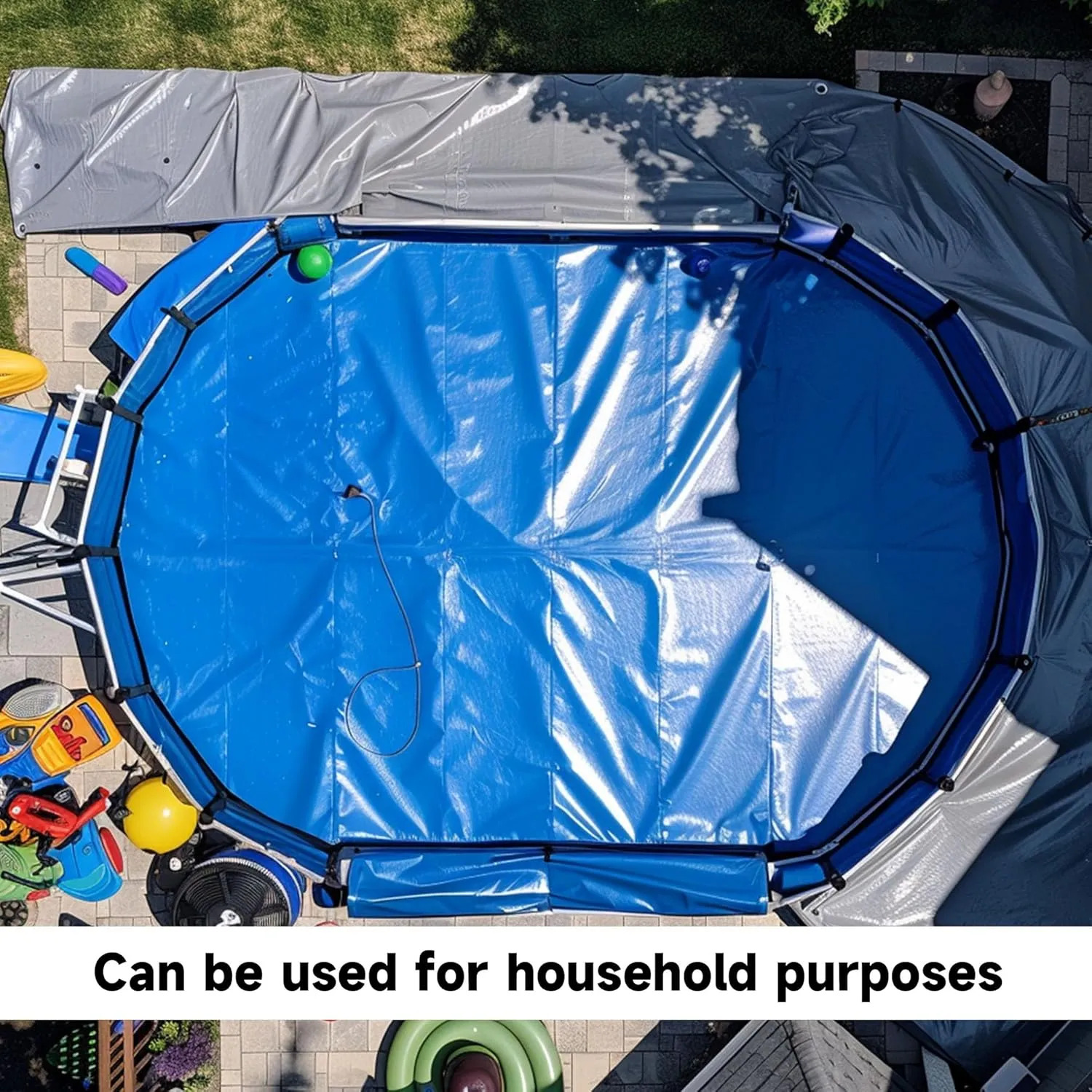 12Mil 8'x10' Blue Tarp Heavy Duty Waterproof Durable Poly Tarpaulin, with Grommets&Reinforced Edges UV Resistant Tarps, Cover for Vehicle/Pool/Boat/Tent/Construction site
