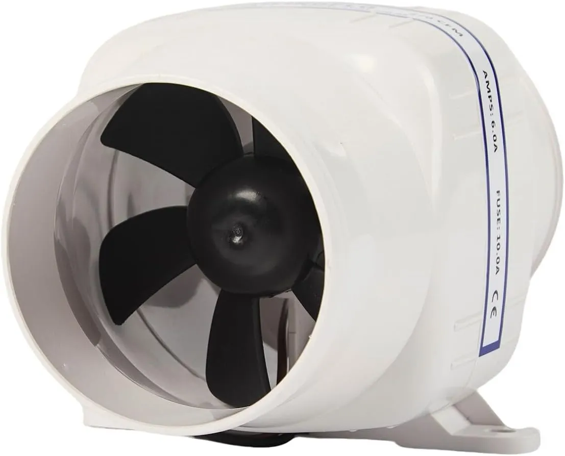 12V High CFM Inline Duct Fan, Inline Air Blower for Engine Compartment & Bilge, 12 Volt Ventilation Exhaust Fan for Marine, RV, and Boats