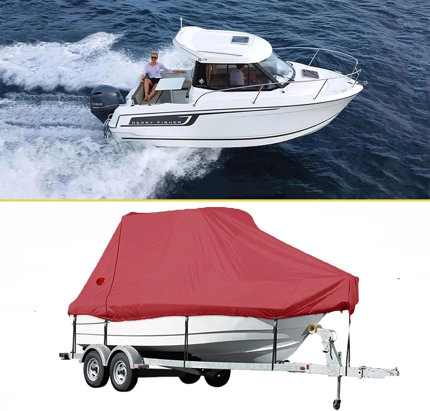 19-21ft Waterproof Boat Cover 420d Marine Grade Oxford Cloth V-Hull Boat Mooring Cover Dust-Proof Anti-Uv Protection Trailerable T-Top Boat Cover