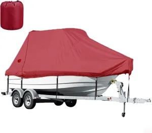 19-21ft Waterproof Boat Cover 420d Marine Grade Oxford Cloth V-Hull Boat Mooring Cover Dust-Proof Anti-Uv Protection Trailerable T-Top Boat Cover