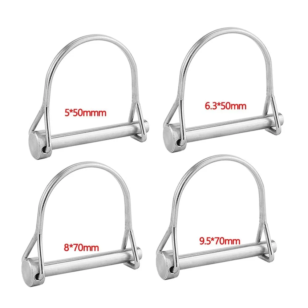 1Pc Stainless Steel Quick Release Pin Round Arch Wire Shaft Lock Pin Safety Coupler Pins Retainer Farm Trailer Wagon Lawn Garden(9.5x70mm)
