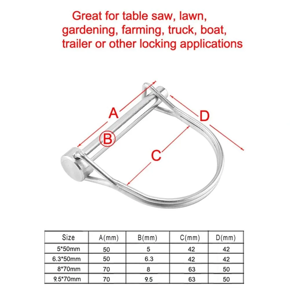 1Pc Stainless Steel Quick Release Pin Round Arch Wire Shaft Lock Pin Safety Coupler Pins Retainer Farm Trailer Wagon Lawn Garden(9.5x70mm)