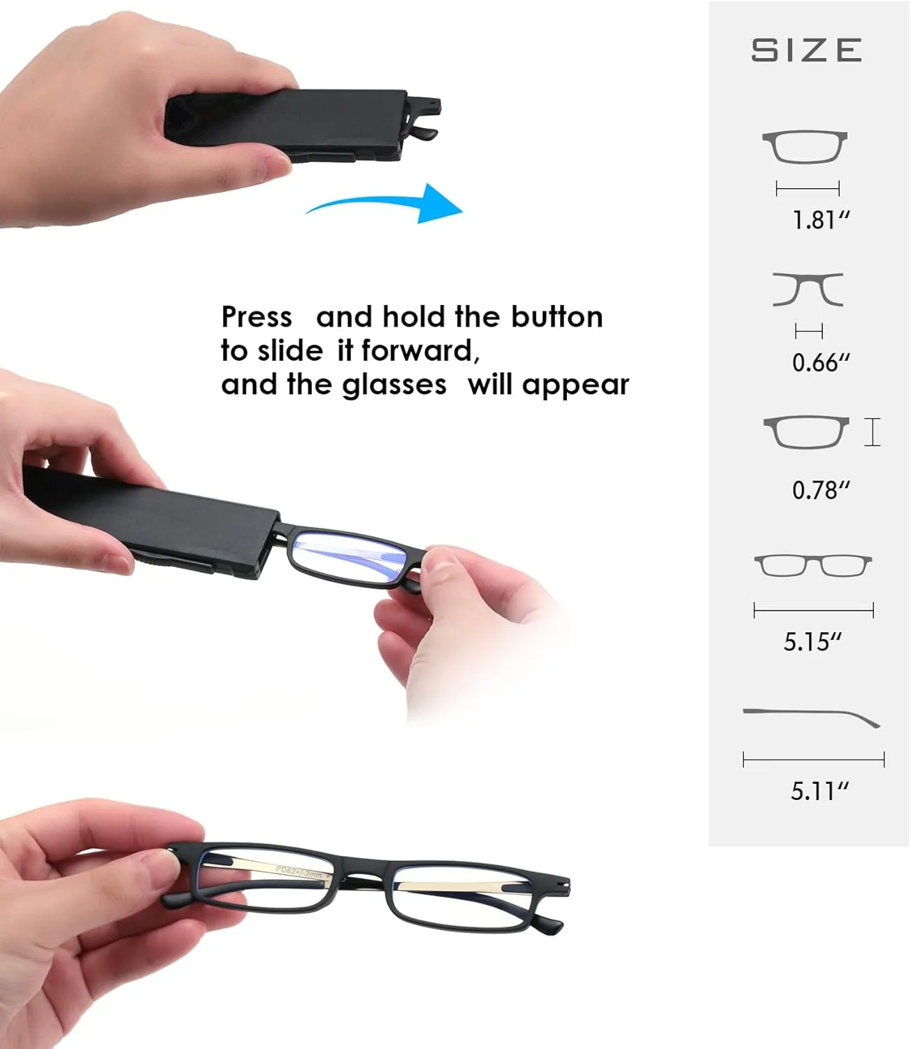 2 Pack Ultra thin Lightweight Folding Reading Glasses Women Men TR90 Blue Light Blocking Anti UV/Eyestrain Foldable Compact Computer Readers Portable Unique Stretchable Slim Flat case Gunmetal,  1.0