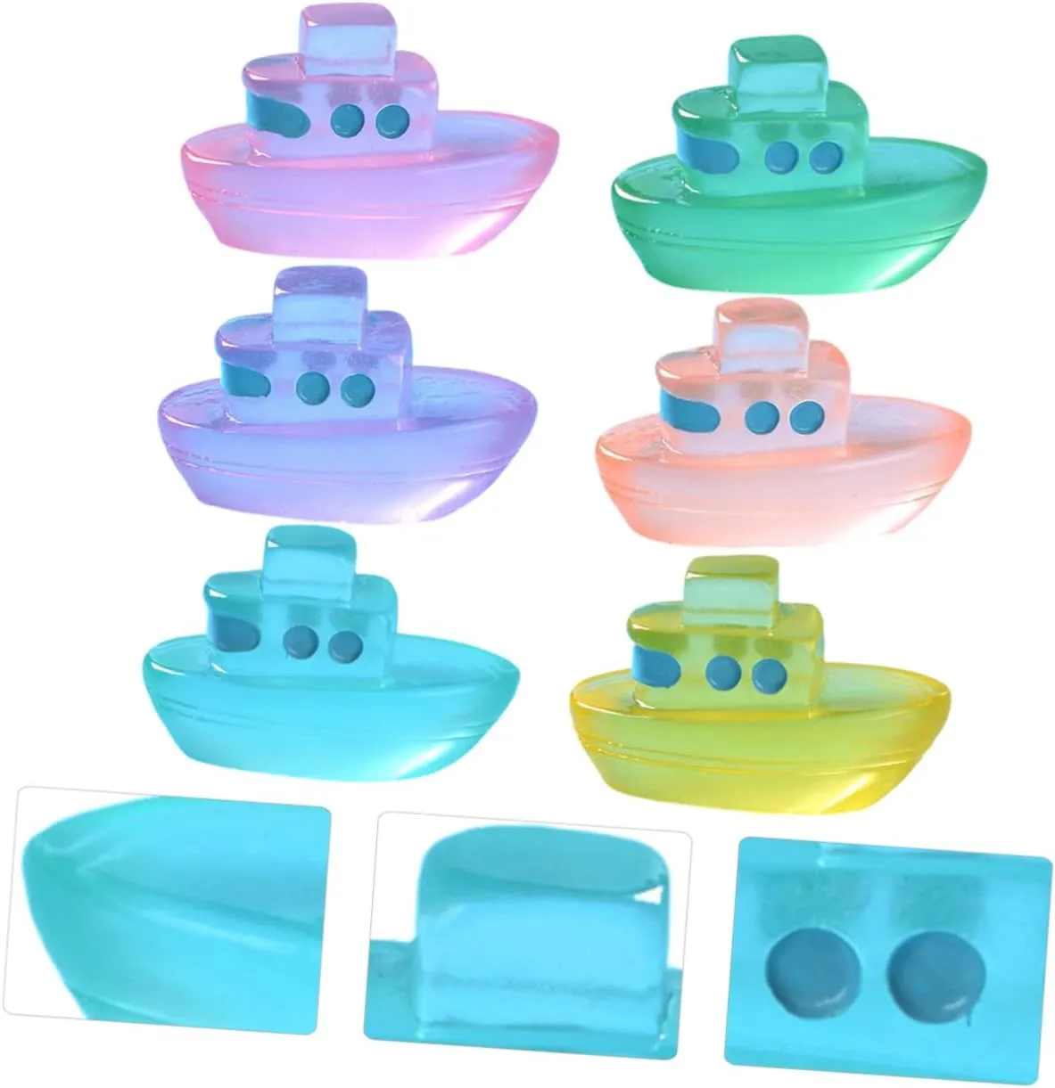 24pcs Glow Dark Miniature Boat Figurines Adorable Resin Crafts for Dollhouse Garden and Beach Decor for Creative Landscapes