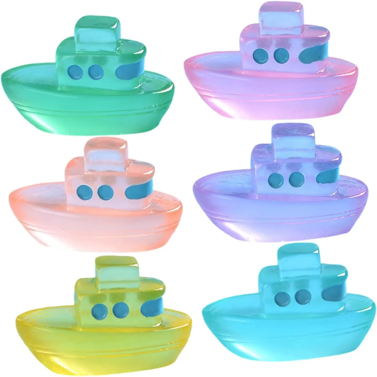 24pcs Glow Dark Miniature Boat Figurines Adorable Resin Crafts for Dollhouse Garden and Beach Decor for Creative Landscapes