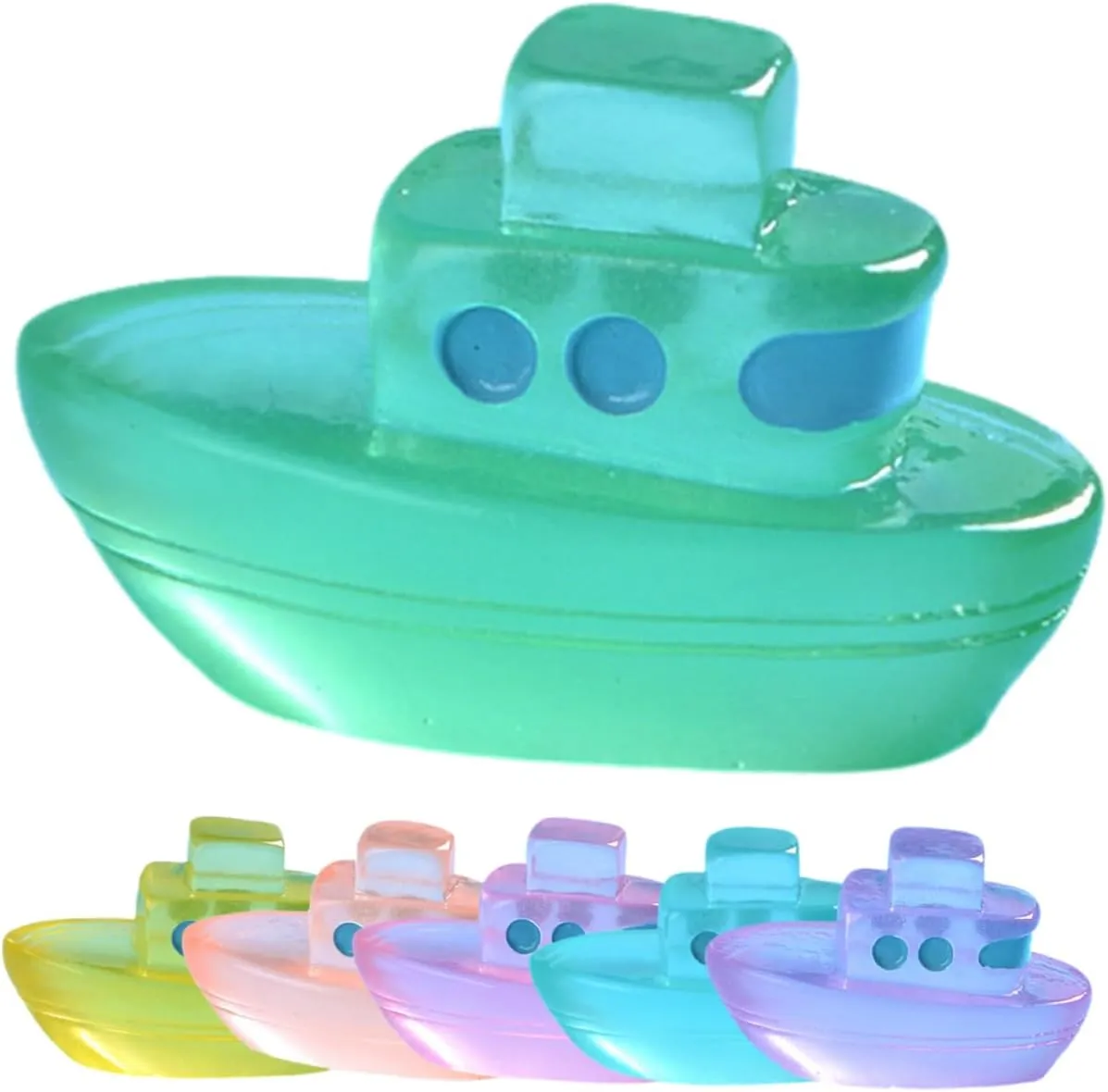 24pcs Glow Dark Miniature Boat Figurines Adorable Resin Crafts for Dollhouse Garden and Beach Decor for Creative Landscapes