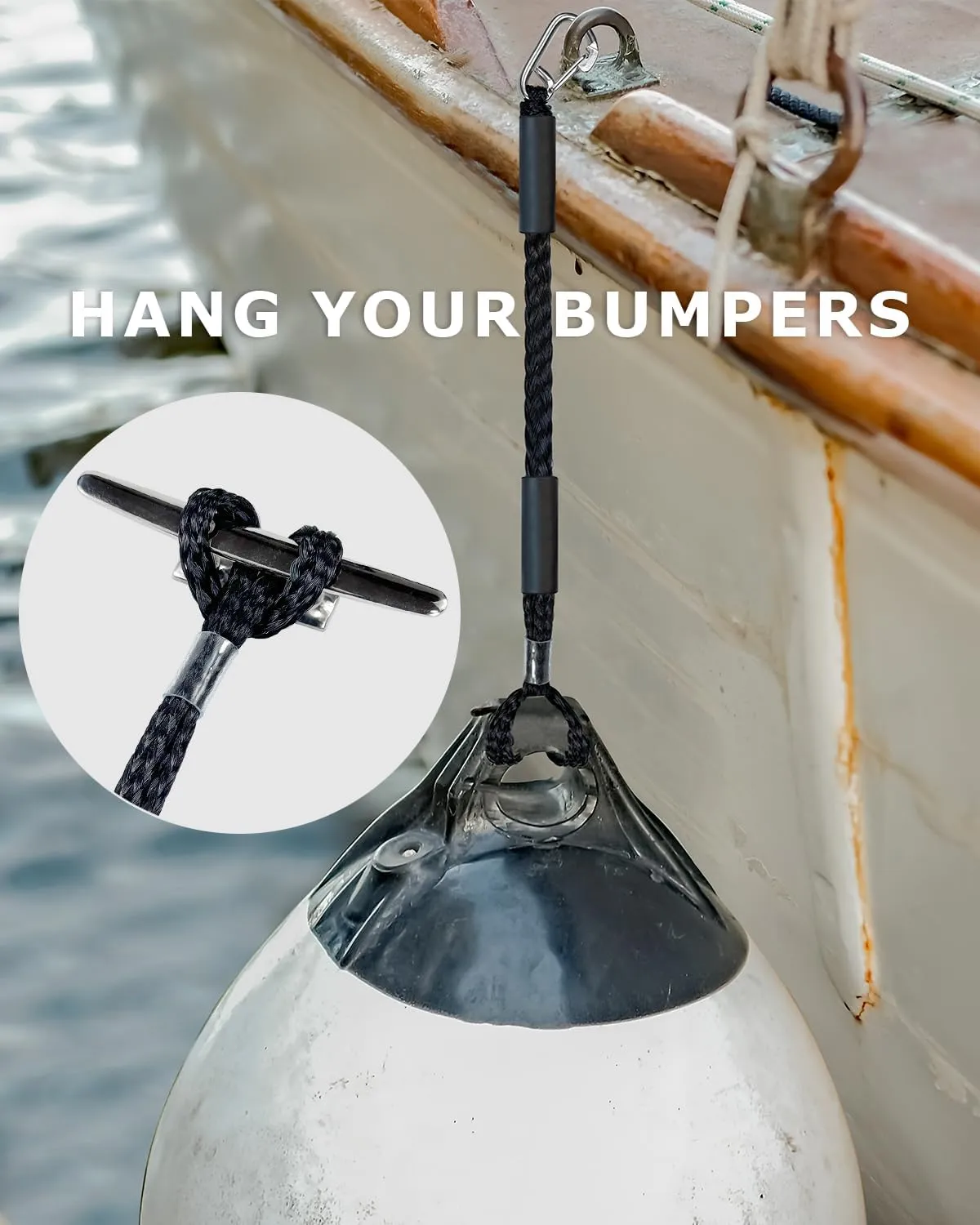 2.5FT Bungee Dock Line Boat Ropes for Docking Line Mooring Rope with Stainless Steel Clip Accessories for Boats 2pcs (Black, 2.5Feet)