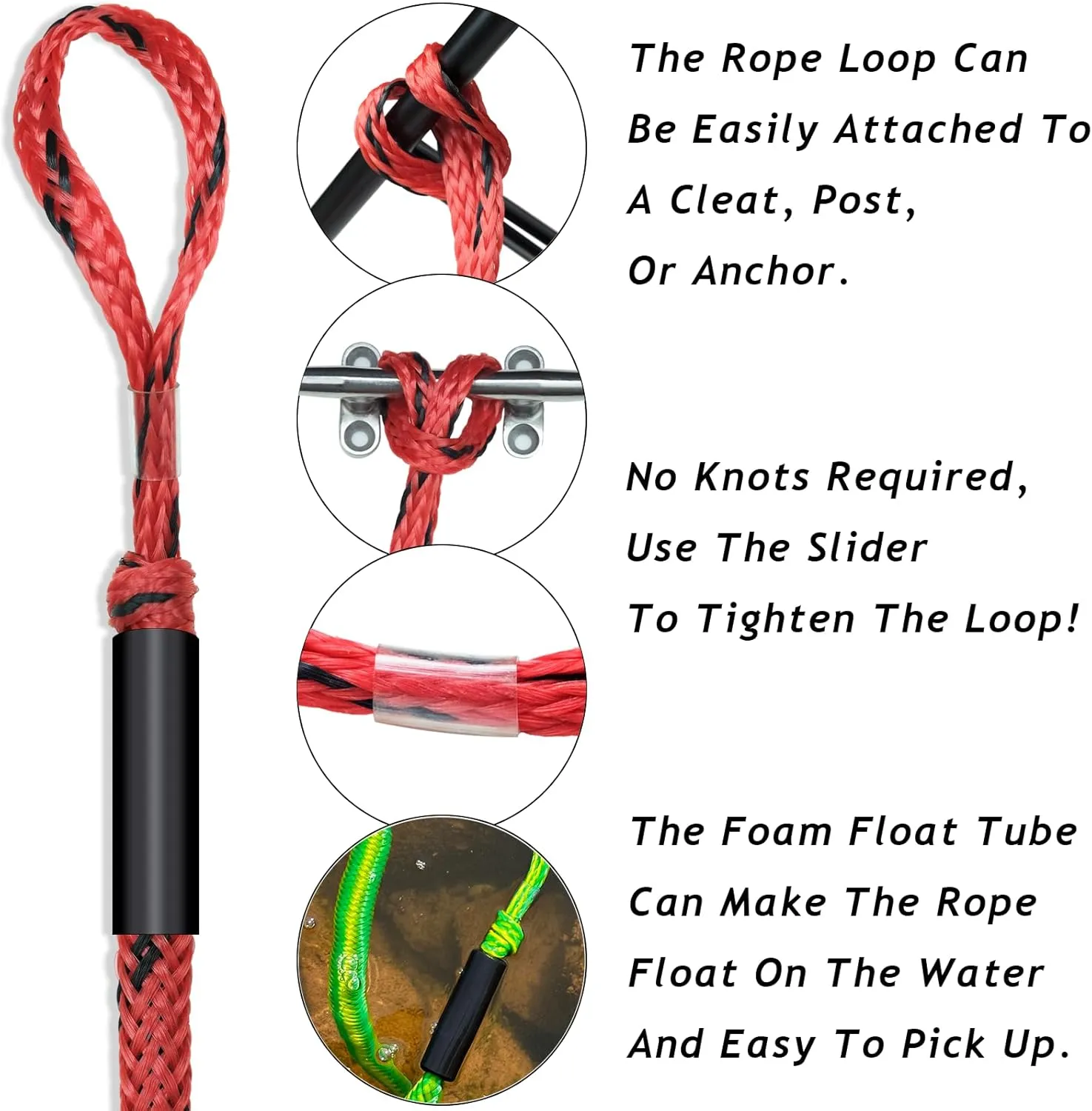 2PCS Fender Lines 2FT Premium Bungee Boat Lines with 316 Stainless Clip for Boat Bumper/Boat Fender Boat Accessories for Mooring for Jet Ski, SeaDoo, Yamaha WaveRunner Dinghy (Red&Black, 2 Feet)