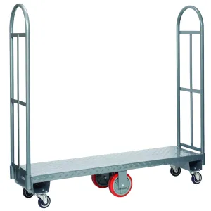 300-60D-PU U-Boat Utility Cart, Single Platform, 16" x 60" Deck, Steel Frame, Anti-Skid Diamond Plate Steel Deck, 2000 lbs. Capacity, for Commercial Use