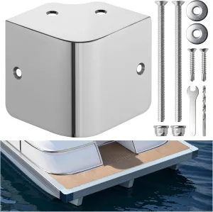316 Marine Grade 90 Degree Right Angle Stainless Steel Pontoon Corner Caps 3.5''x3.5'' for Pontoon Boats, Marina Walkways, Water Platforms Etc. That Need to Be Protected