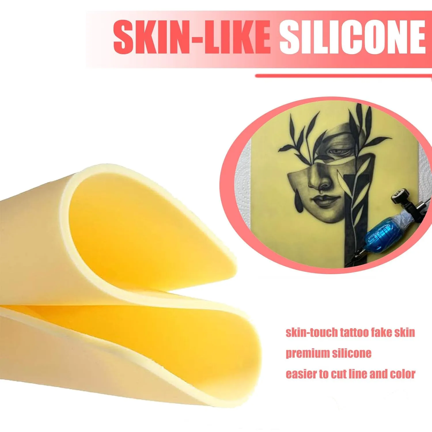 3MM Tattoo Fake Skin - 8×12'SOTICA 5PCS Tattoo Practice Skins Fake Blank Tattoo Skin Double Sides Tattoo Skin Soft Microblading Practice Skin for Beginners Experienced Artists Tattoo Supplies