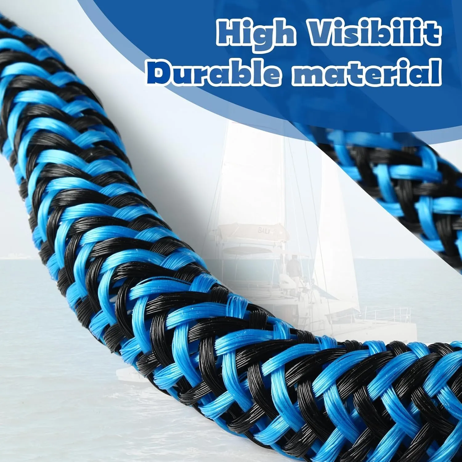 4-5.5ft, Bungee Dock Line with Stainless Steel Clip Safe Boat Rope Mooring String with Foam Float for Pontoon, Boat Accessories,Jet Ski,Sea Doo,2 Pack (Blue&Black)