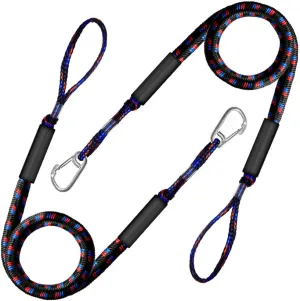 4-5.5ft, Bungee Dock Line with Stainless Steel Clip Safe Boat Rope Mooring String with Foam Float for Pontoon, Boat Accessories,Jet Ski,Sea Doo,2 Pack (Red&Black&Blue)