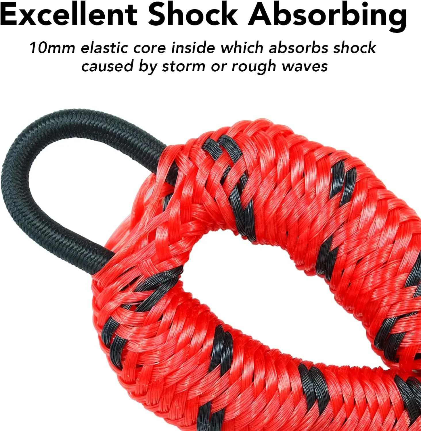 4 Feet Bungee Dock Line Mooring Rope for Docking with Stainless Steel Clip Accessories for Boats PWC, Built in Snubber, Kayak, Watercraft,SeaDoo,Jet Ski, Pontoon, Canoe, Power Boat 2-Pack (Red&Black)