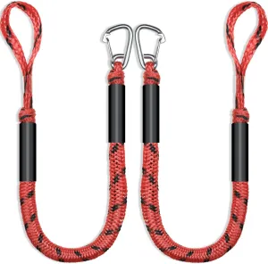 4 Feet Premium Boat Bungee Dock Lines Jet Ski Accessories with Marine Grade 316 Stainless Clip Safely Mooring for Jet Ski,SeaDoo,Yamaha WaveRunner,Kayak,Pontoon Boat, Dinghy 4~5.5 Feet