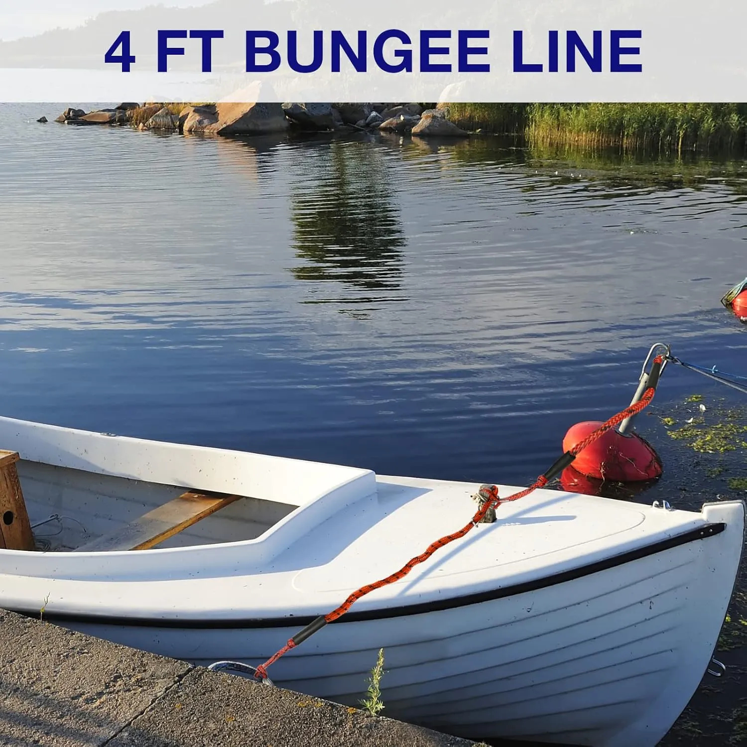 4 Feet Premium Boat Bungee Dock Lines Jet Ski Accessories with Marine Grade 316 Stainless Clip Safely Mooring for Jet Ski,SeaDoo,Yamaha WaveRunner,Kayak,Pontoon Boat, Dinghy 4~5.5 Feet