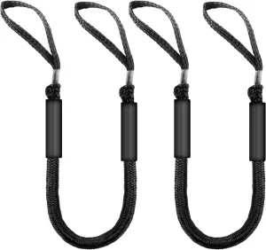 4FT Bungee Dock Line for Boats – Shock-Absorbing Elastic Rope with Quick-Release Loops – Secure Docking for Bass Boat, PWC, Canoe(Black)