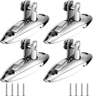 4pcs Boat Bimini Top Swivel Hinge Quick Release 316 Stainless Steel Bimini Top Swivel Deck Side Mount Marine Hardware with 8 Screws for Boat Yachts