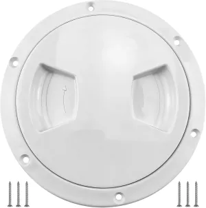 5-Inch Round Boat Hatch Cover, White Marine Deck Plate Vent, Plastic Inspection Hatch with Screws, Quick Setup for Cabin