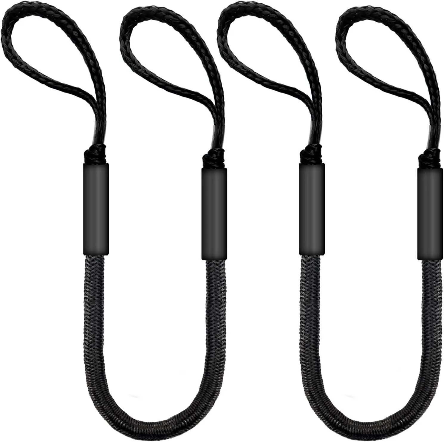5FT Bungee Dock Line for Boats – UV-Resistant Elastic Mooring Rope – No-Tangle Quick Tie for PWC, Kayak, Canoe (Black)