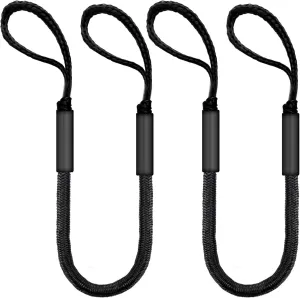 5FT Bungee Dock Line for Boats – UV-Resistant Elastic Mooring Rope – No-Tangle Quick Tie for PWC, Kayak, Canoe (Black)