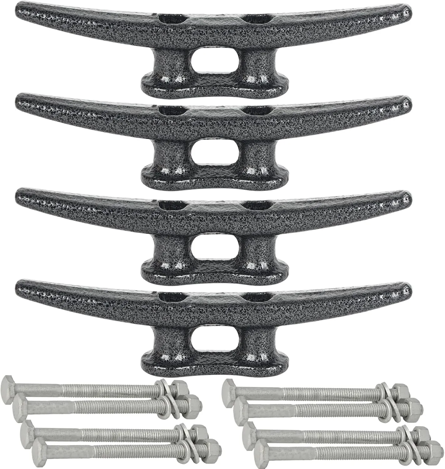 6 inch Powder Painted Graphite Grey Dock Cleats Boat Cleats, Boat Dock Cleats Rope Cleat with Hardware Ideal for Boat, Decks, Piers for Tying up Boats,Marine Decor,Boat Ties,(4 Pack)