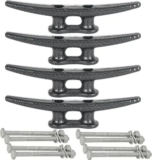 6 inch Powder Painted Graphite Grey Dock Cleats Boat Cleats, Boat Dock Cleats Rope Cleat with Hardware Ideal for Boat, Decks, Piers for Tying up Boats,Marine Decor,Boat Ties,(4 Pack)