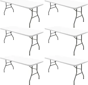 6 Pack Picnic Table Cover Fitted Tablecloths 6 Foot Rectangle Tables Elastic Waterproof Stretch Washable Patio Folding Outdoor Spandex Table Cloth for Camping Banquet and Parties (White,30" x 72")