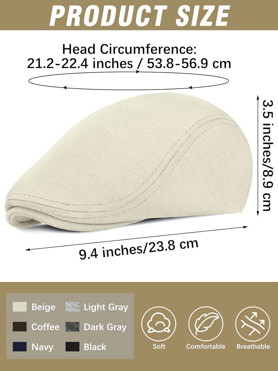 6 Pieces Men's Newsboy Caps Gatsby Cabbie Driving Hunting Cap Newsboy Flat Cap Irish Hats Ivy Hat