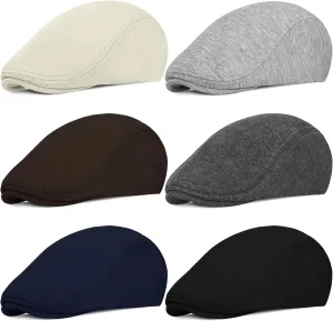 6 Pieces Men's Newsboy Caps Gatsby Cabbie Driving Hunting Cap Newsboy Flat Cap Irish Hats Ivy Hat