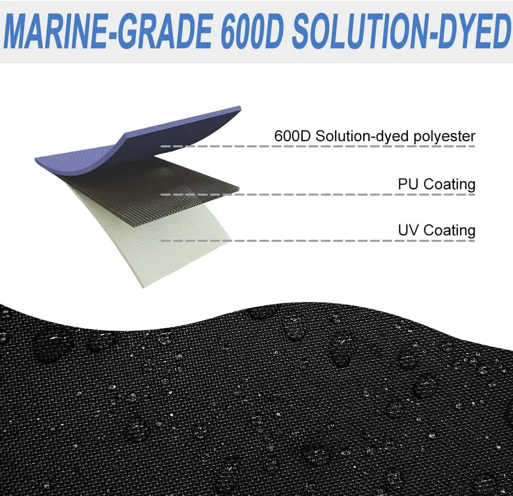 600D Fade and Crack Resistant Full Outboard Motor Cover,Heavy-Duty Waterproof and UV-Proof Boat Motor Cover,Trailerable Boat Engine Cover with Reflective Strips Black(Fits 60-90 HP)