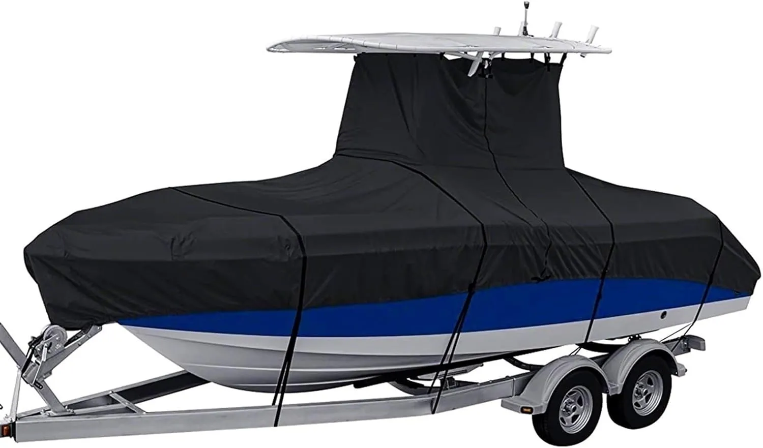 600D Heavy Duty Boat Cover Center Console T-Top Roof Boat Cover Waterproof Anti UV Anti-Smashing Tear Proof Durable Yacht Cover(20-22FT)