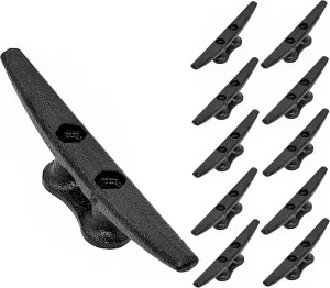 6" Dock Cleat Black 6 Inch - Cast Iron Boat Cleats, Rope Cleat, Boat Dock Cleats - Ideal for Marine, Deck, Nautical Decor