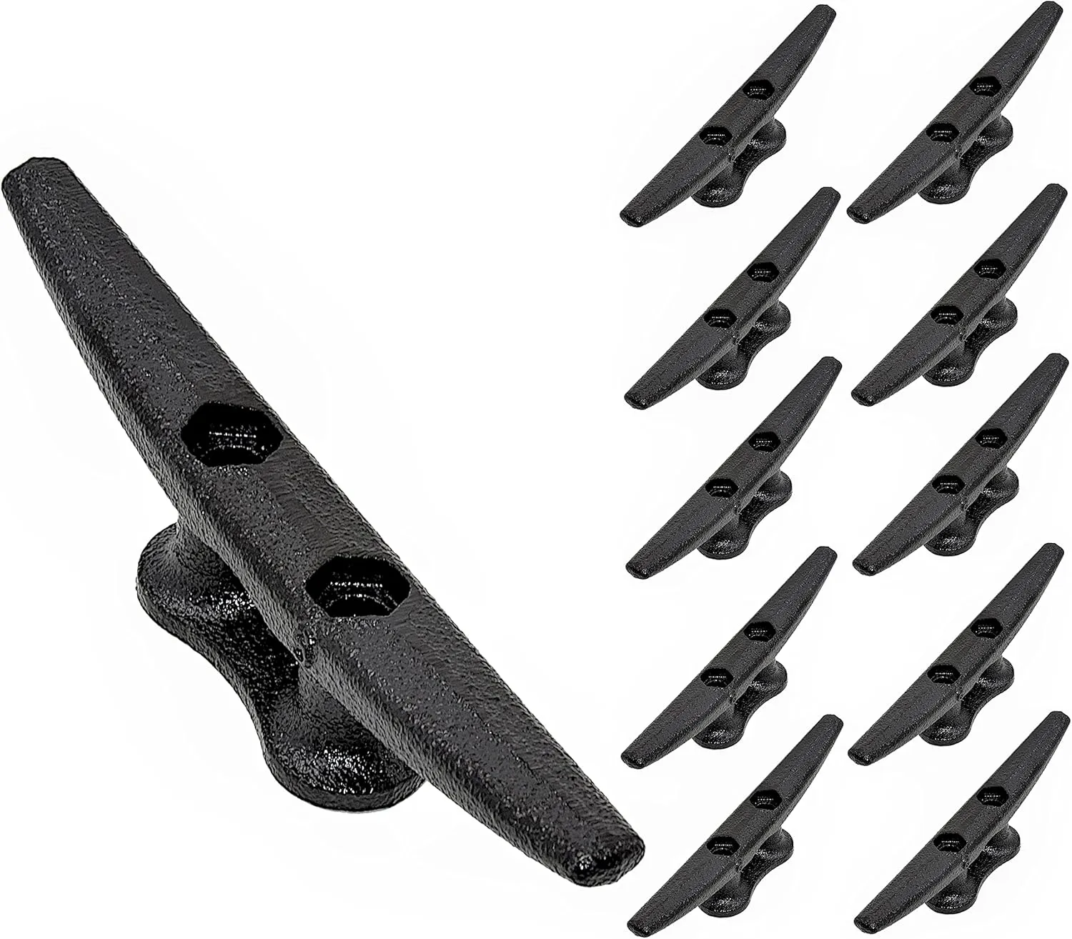 6" Dock Cleat Black 6 Inch - Cast Iron Boat Cleats, Rope Cleat, Boat Dock Cleats - Ideal for Marine, Deck, Nautical Decor