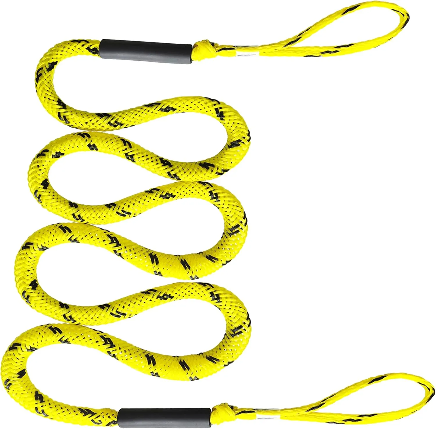 7ft Anchor Bungee Dock Lines for Boats – Boat Ropes for Docking with Loops – Ideal for Jet Ski, Pontoon, Kayak & Marine Use (Yellow & Black, 7ft no Hook 1 Pack)