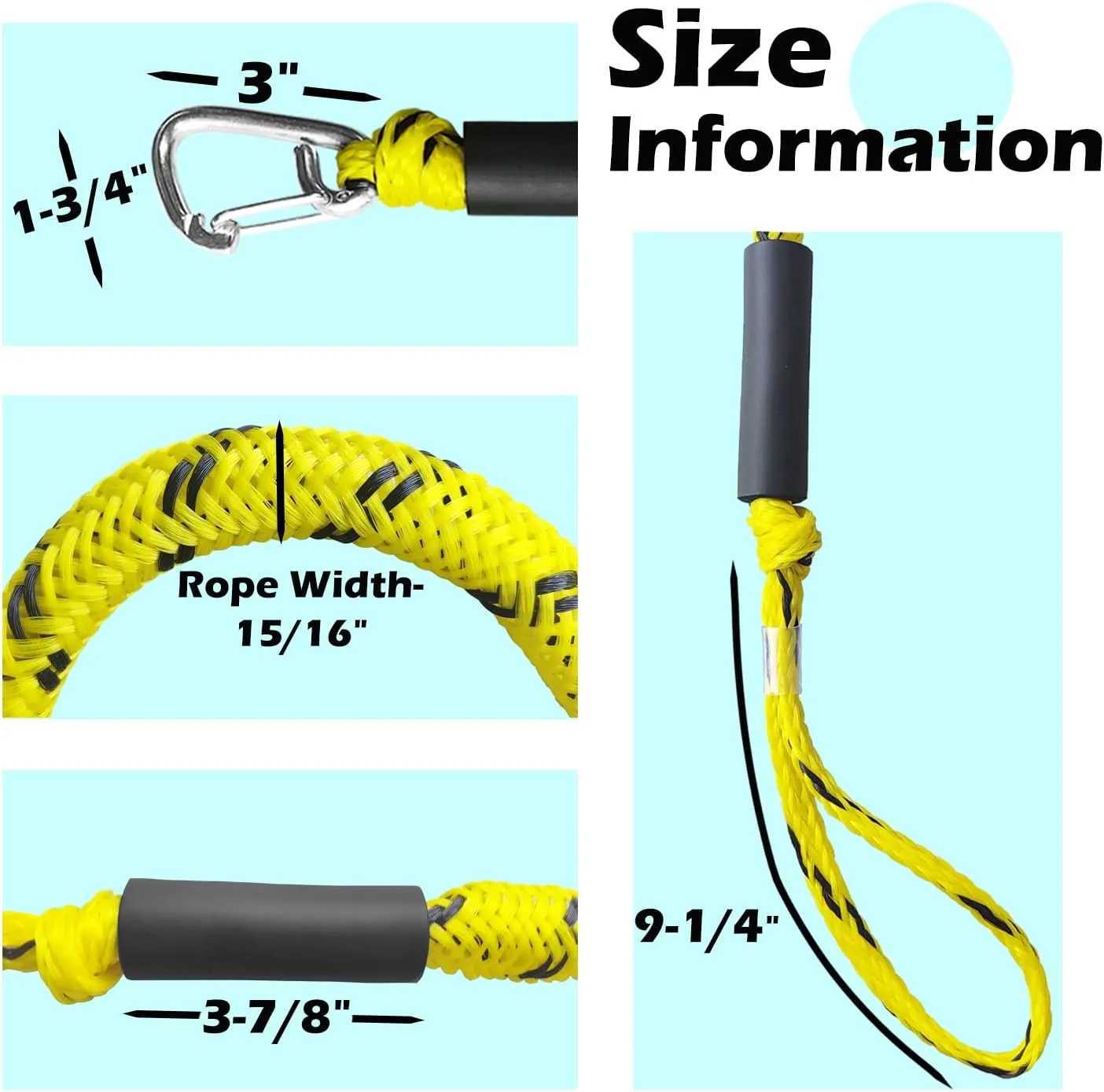 7ft Anchor Bungee Dock Lines for Boats – Single Hook Dock Rope – Ideal for Jet Ski, Pontoon, Kayak & Marine Use (Yellow & Black, 1 Pack)
