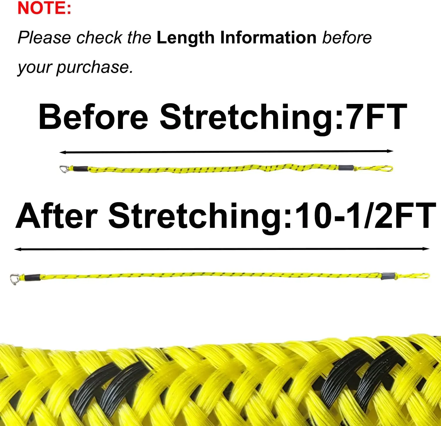 7ft Anchor Bungee Dock Lines for Boats – Single Hook Dock Rope – Ideal for Jet Ski, Pontoon, Kayak & Marine Use (Yellow & Black, 1 Pack)
