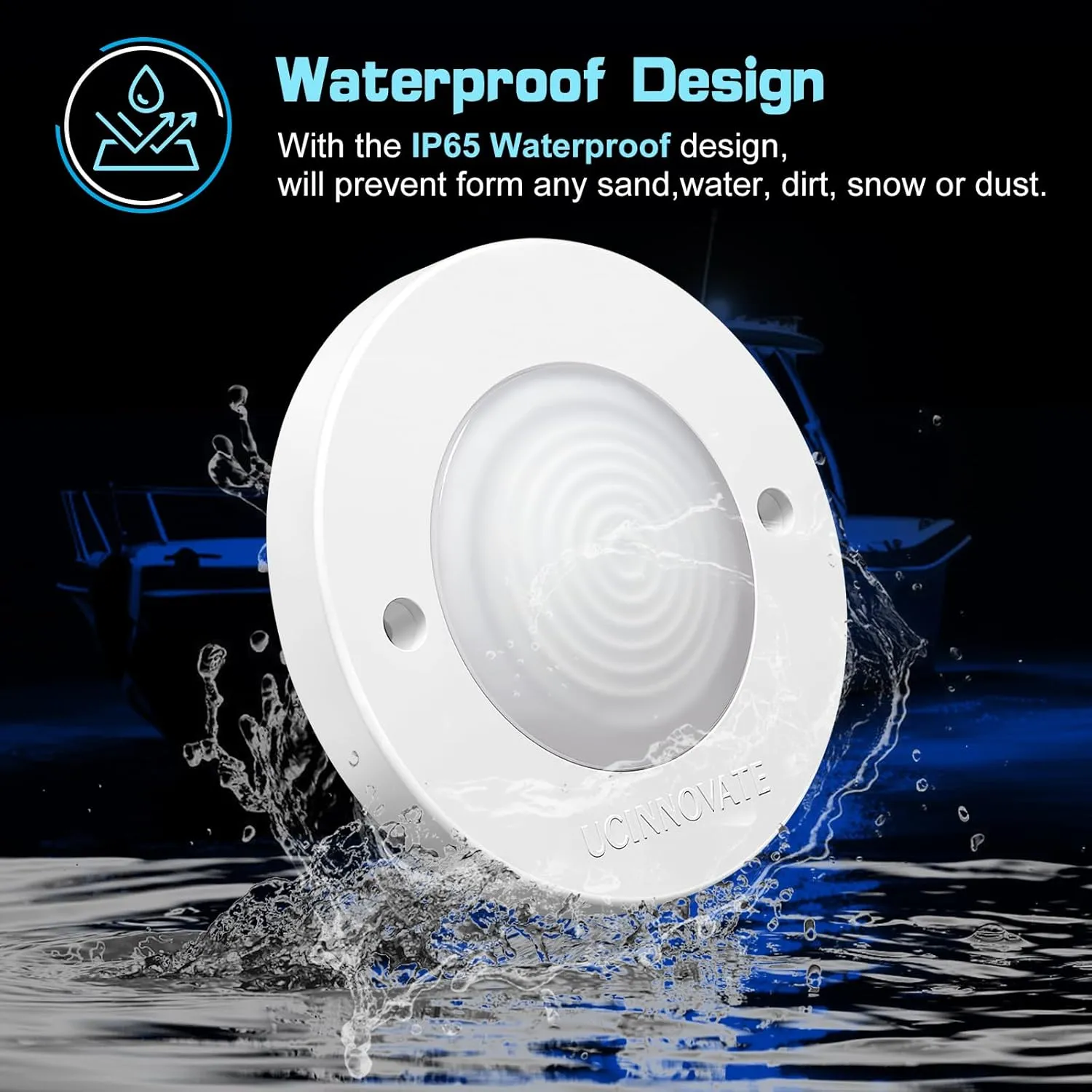 8Pcs 3.15”Round LED Marine Boat Light, 18 LED Boat Deck Courtesy Lights, Boat Interior Light, Transom Mount Lighting, IP65 Waterproof, Boats LED Stern Lights, Night Fishing Lighting, 12-24V, (Blue)