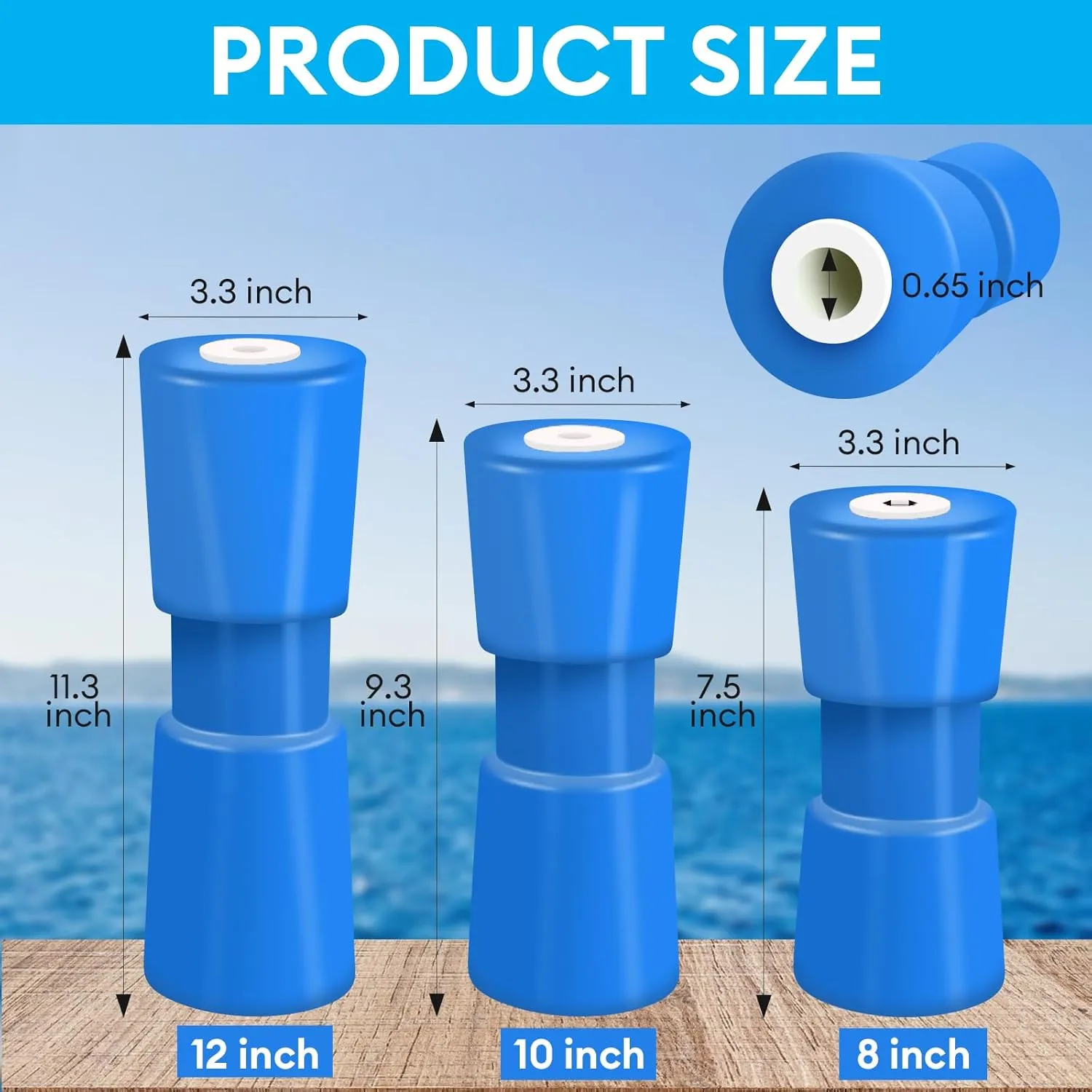 8" Heavy Duty Marine Keel Roller Blue Bow Roller Bow Stop for Boat Trailers