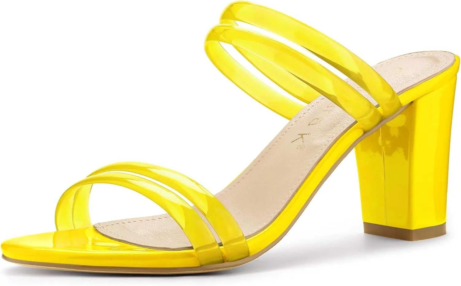 Allegra K Women's Clear Strappy Heel Slide Mule Block Heel Sandal