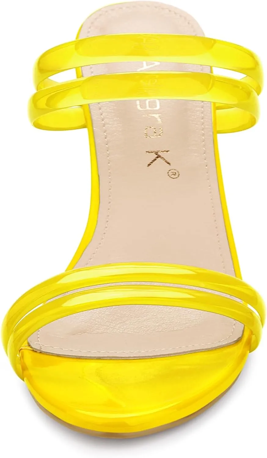 Allegra K Women's Clear Strappy Heel Slide Mule Block Heel Sandal