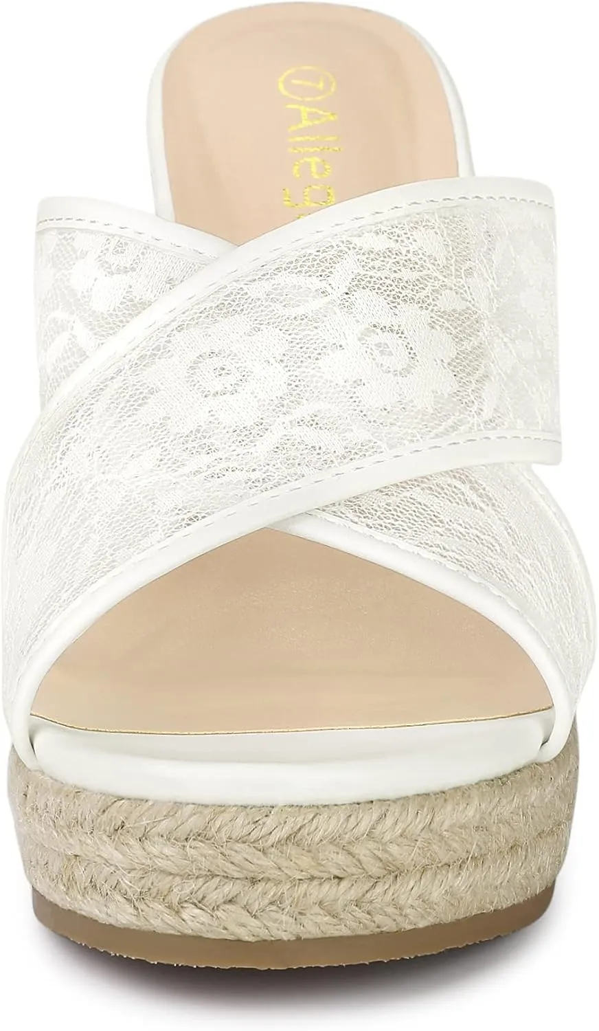 Allegra K Women's Lace Crisscross Strap Slide Wedges Wedge Espadrilles Sandals