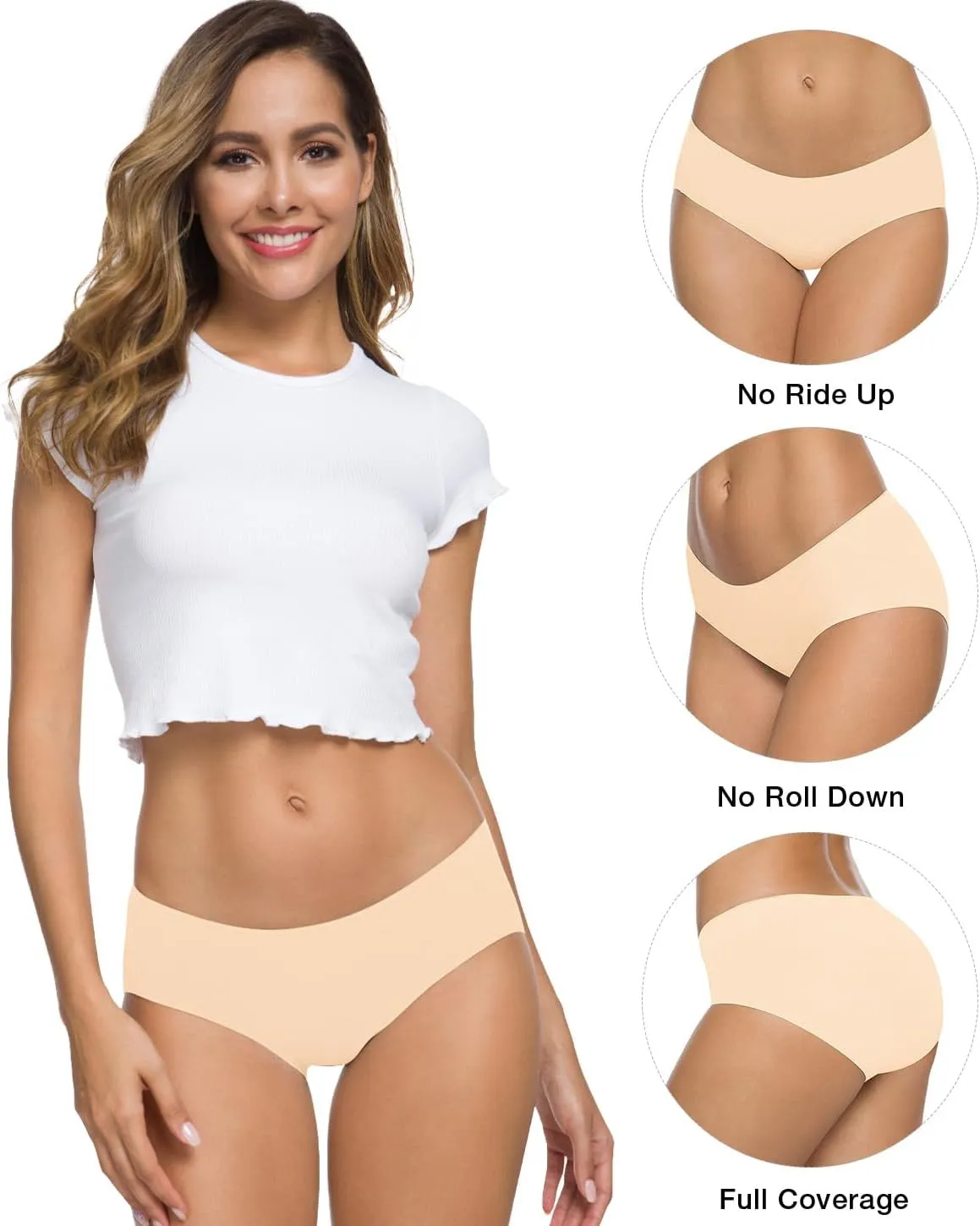Altheanray Womens Underwear Cotton Underwear for Women Seamless Hipster Bikini Briefs Panties 6 Pack