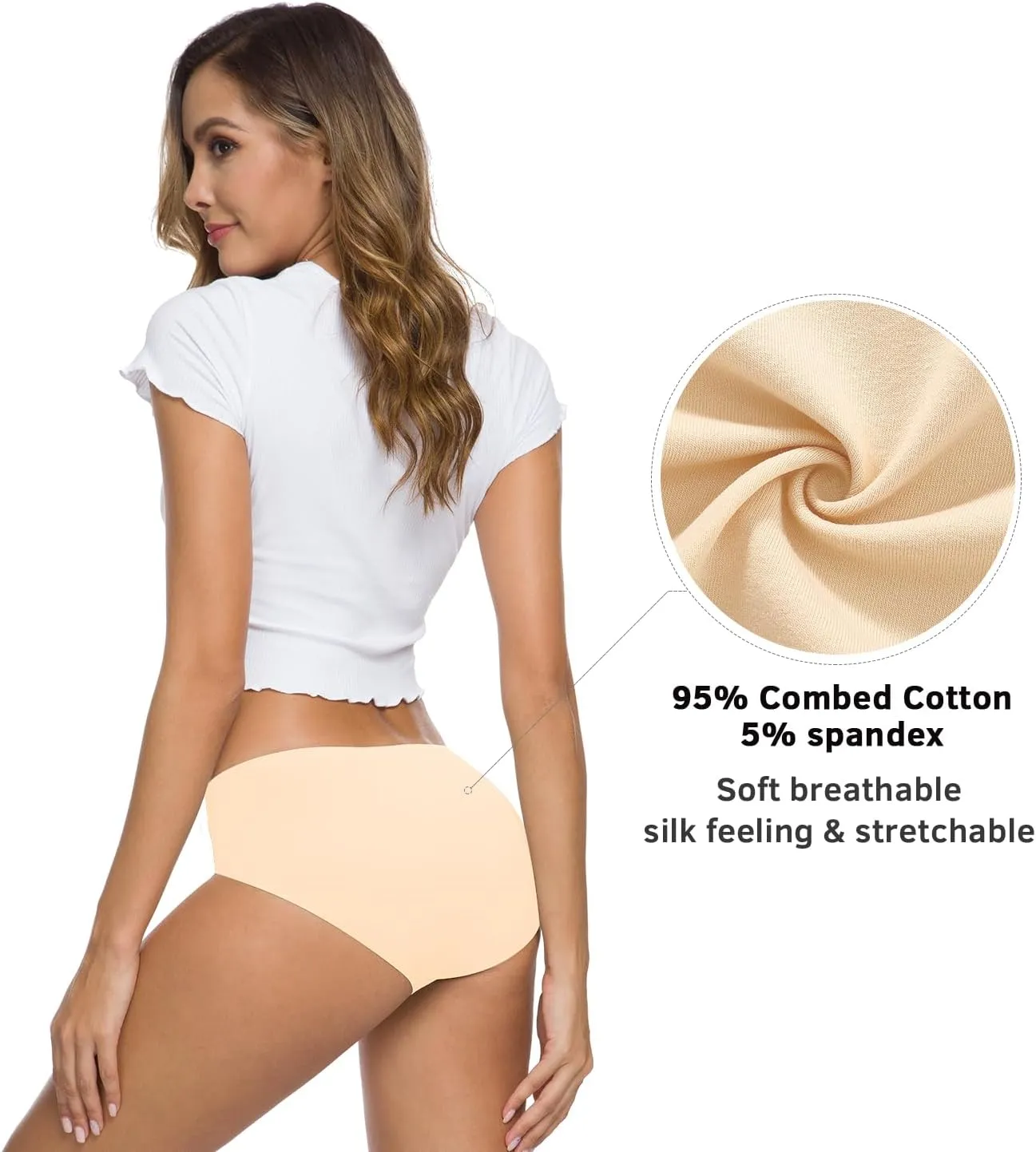 Altheanray Womens Underwear Cotton Underwear for Women Seamless Hipster Bikini Briefs Panties 6 Pack